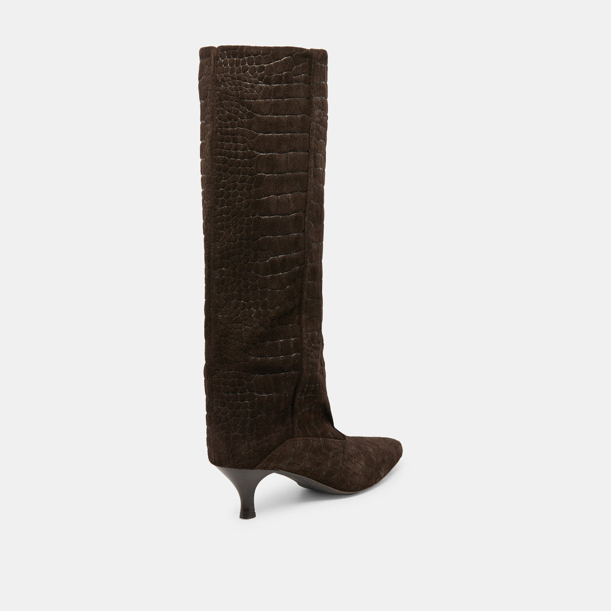 Roxla Dk Chocolate Croco Embossed Leather Boots - Dolce Vita