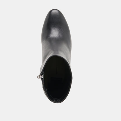 Suzy Wide Black Leather Booties - Dolce Vita