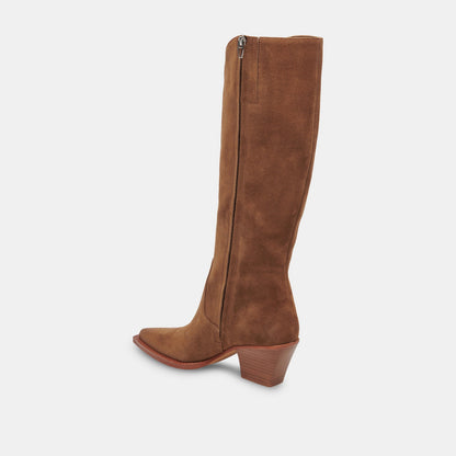 Raj Extra Wide Calf Brown Suede Boots - Dolce Vita