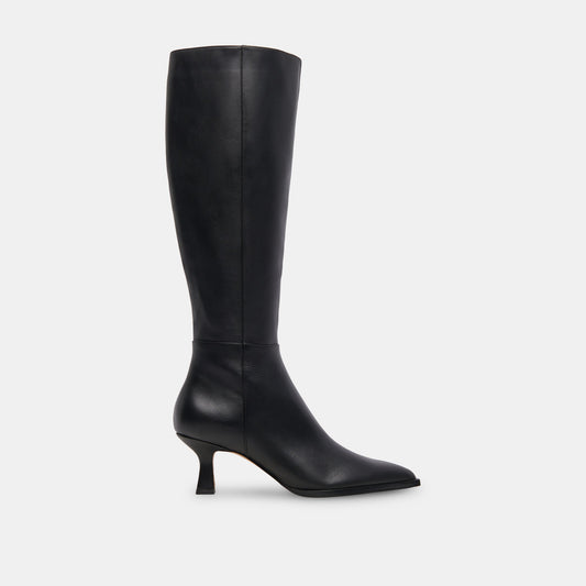Auggie Black Leather Narrow Calf Boots - Dolce Vita