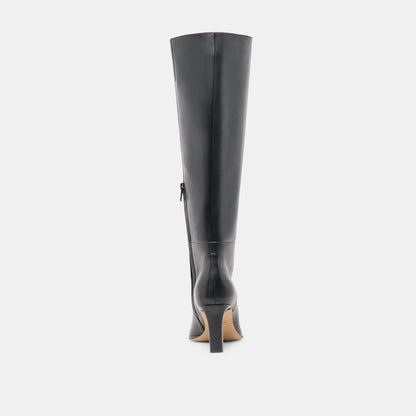 Emmi Black Leather Extra Wide Calf Boots - Dolce Vita