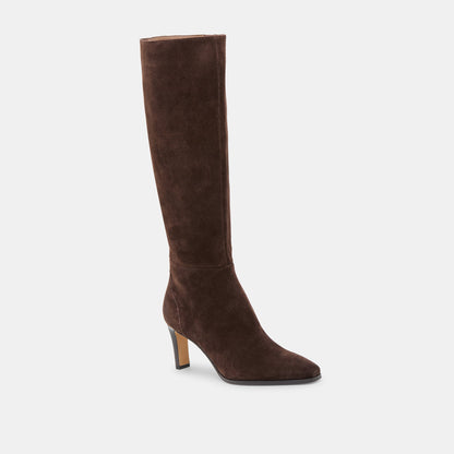 Emmi Dk Brown Suede Wide Calf Boots - Dolce Vita