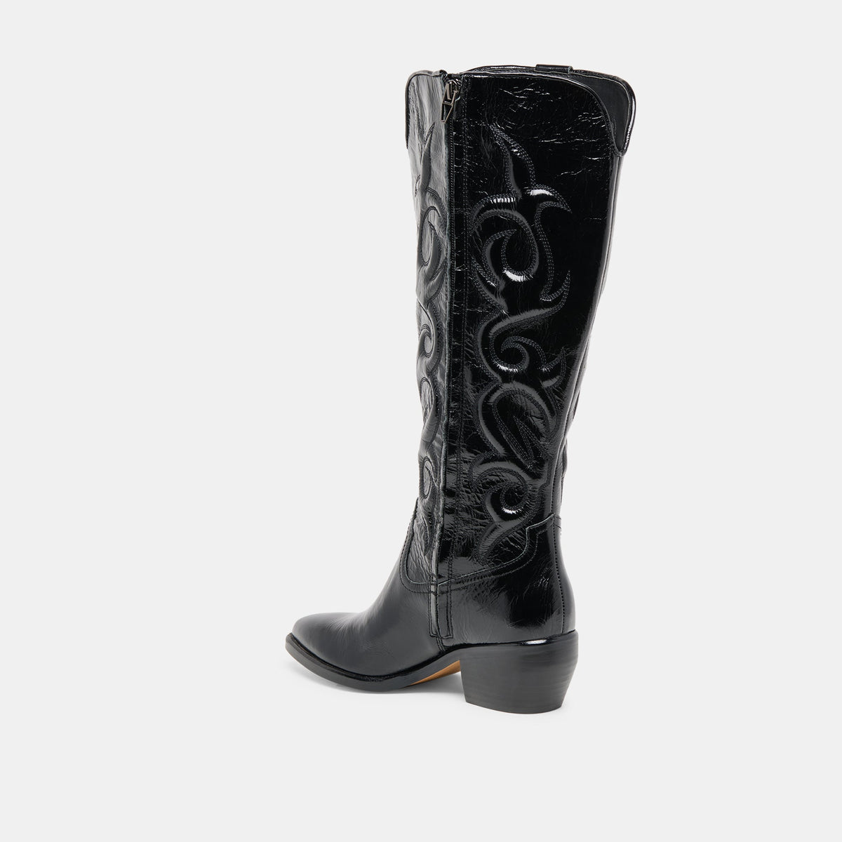 Mirla Black Leather Wide Calf Boots - Dolce Vita
