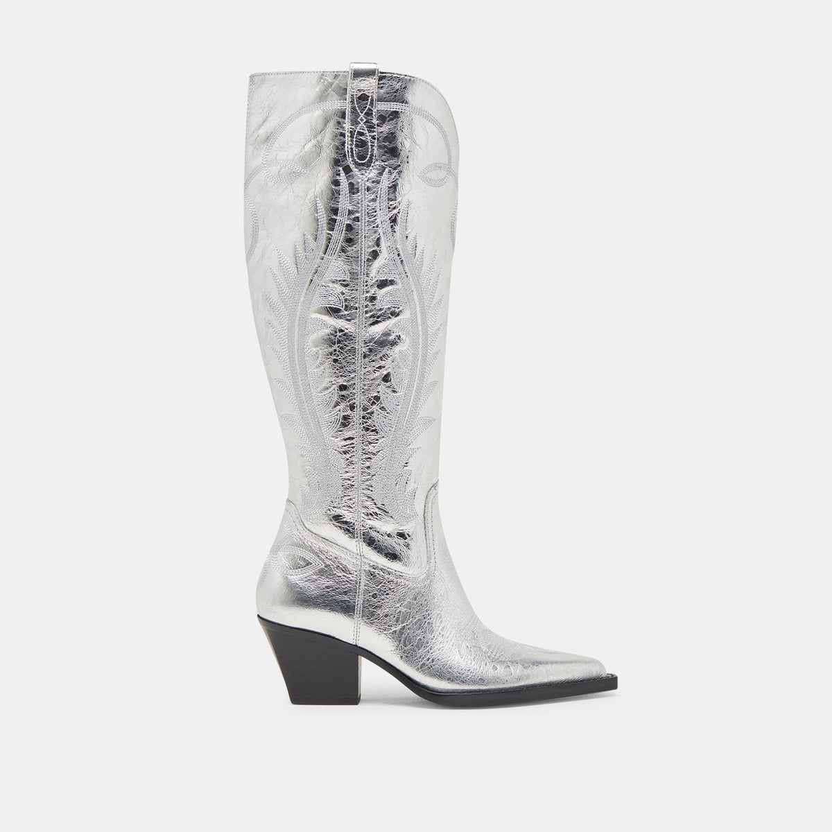 RYATT WIDE CALF BOOTS SILVER DISTRESSED LEATHER - Dolce Vita