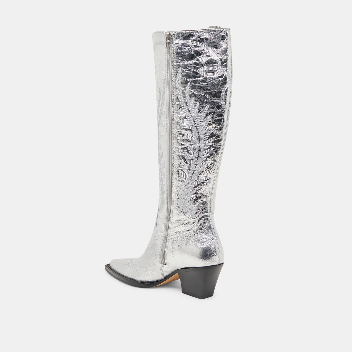 RYATT WIDE CALF BOOTS SILVER DISTRESSED LEATHER - Dolce Vita