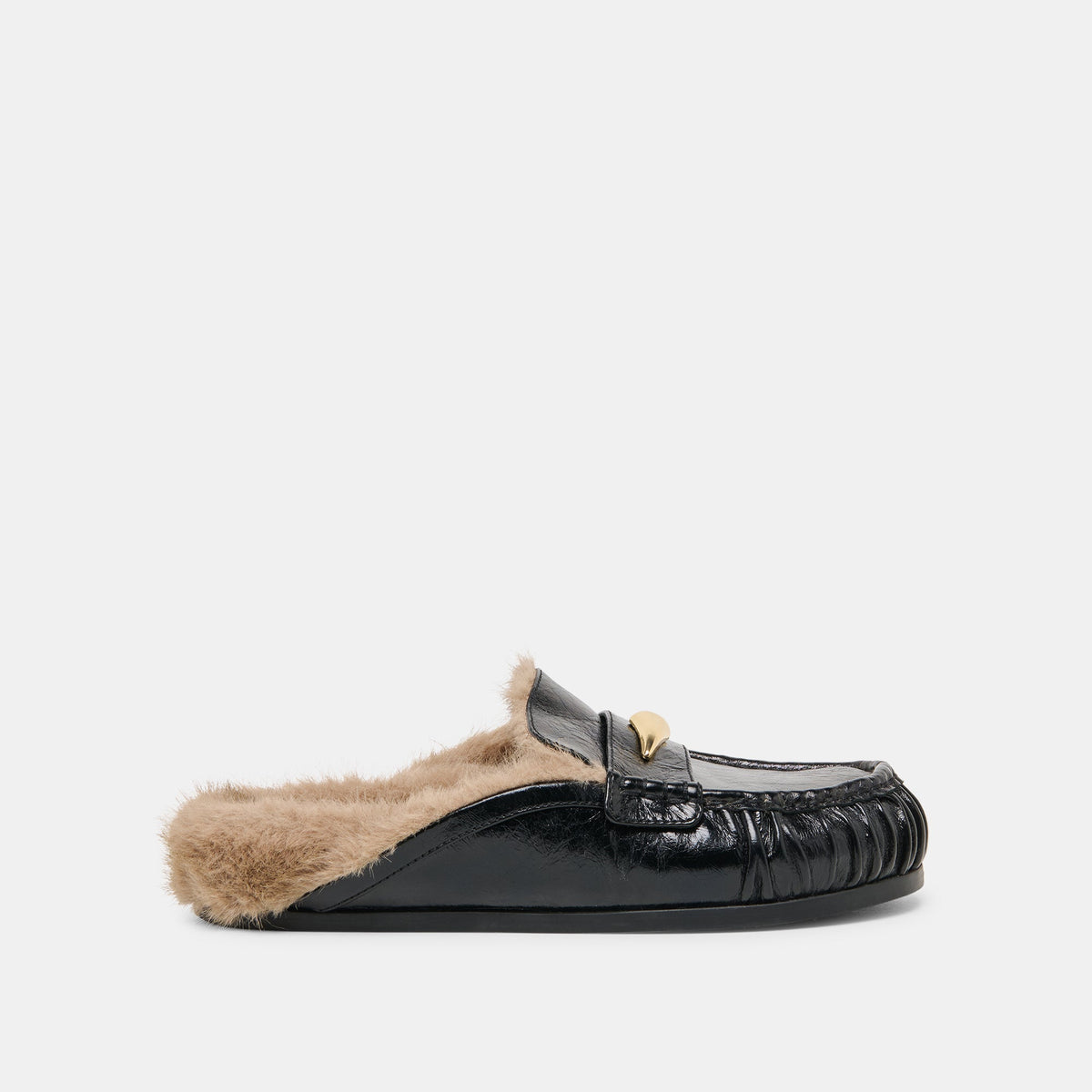 Jodero Plush Black Leather Flats - Dolce Vita