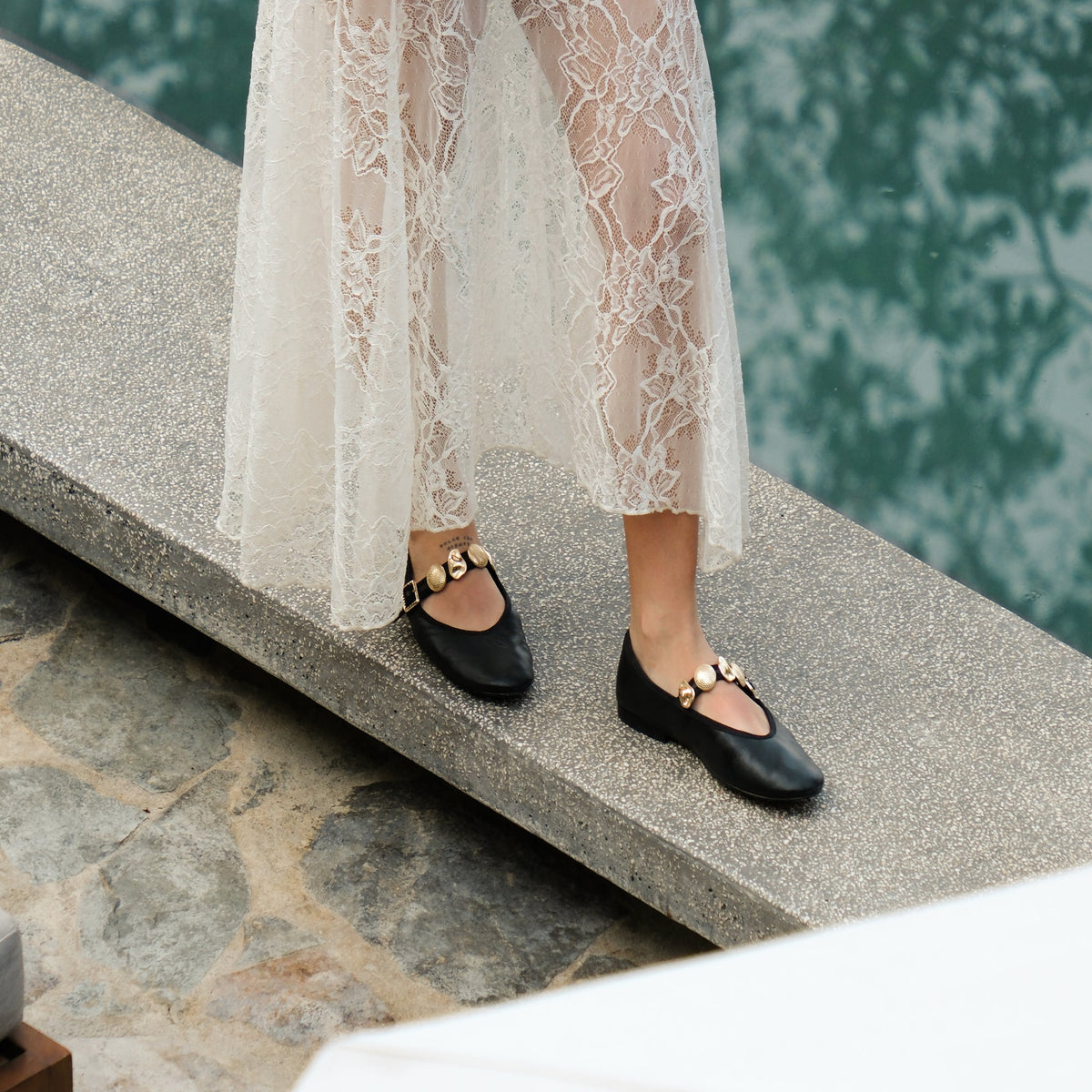 Relan Black Leather Ballet Flats - Dolce Vita