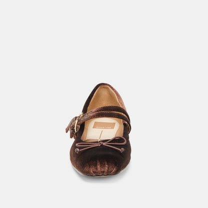 Gibsen Chocolate Velvet Ballet Flats - Dolce Vita