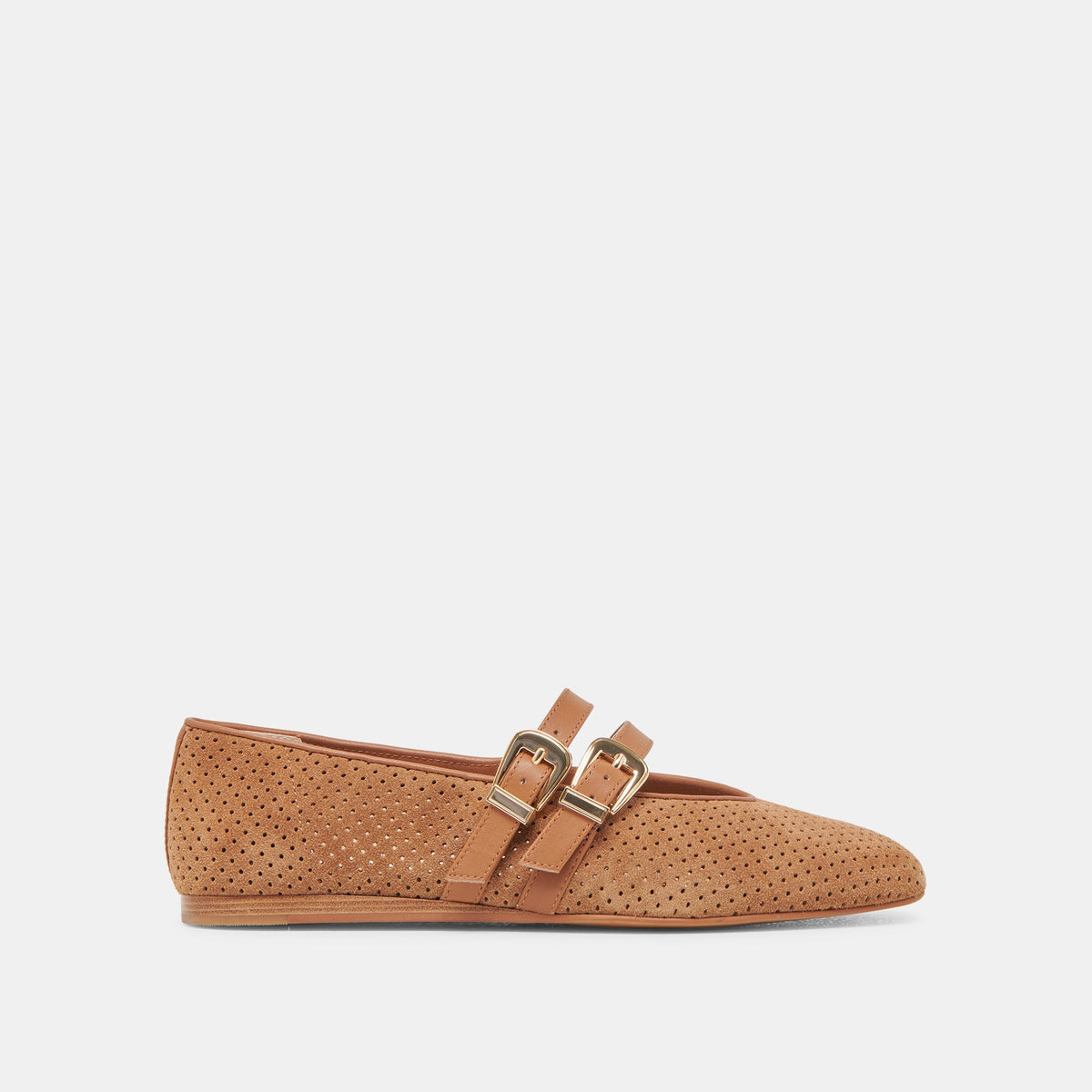 Baylee Pecan Perforated Suede Ballet Flats - Dolce Vita