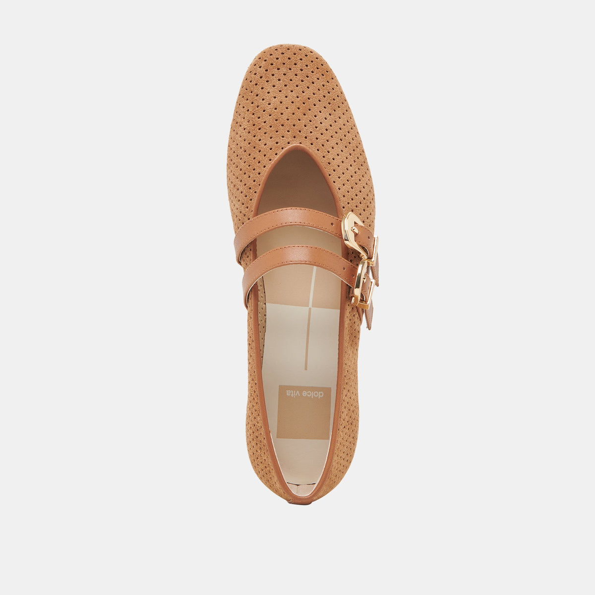 Baylee Pecan Perforated Suede Ballet Flats - Dolce Vita