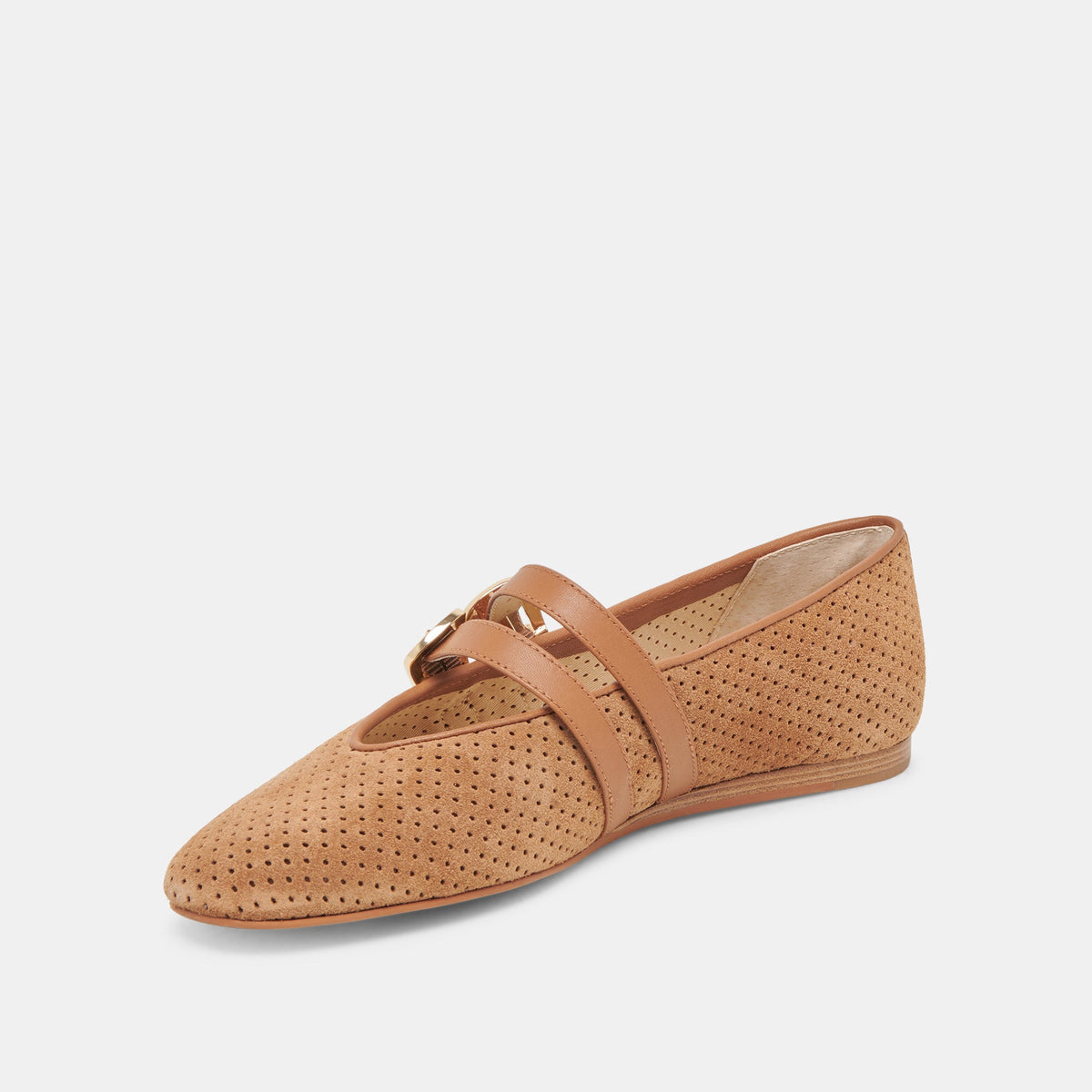 Baylee Pecan Perforated Suede Ballet Flats - Dolce Vita