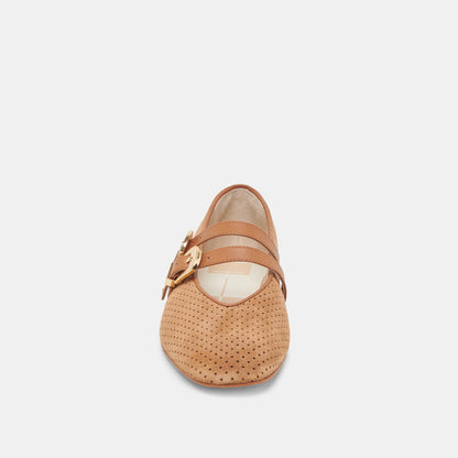 Baylee Pecan Perforated Suede Ballet Flats - Dolce Vita