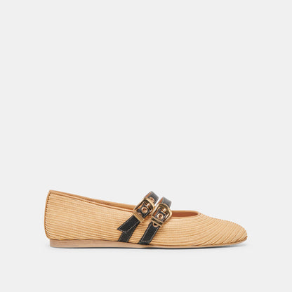 BAYLEE BALLET FLATS NATURAL RAFFIA - Dolce Vita