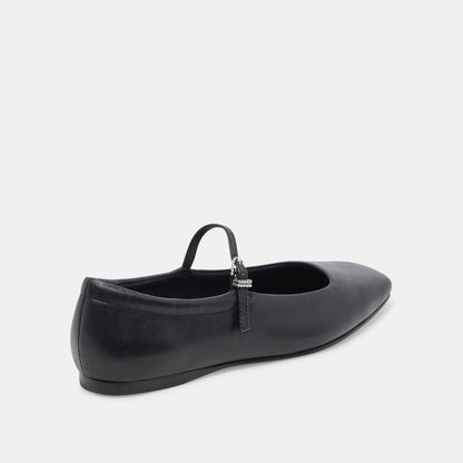 Reyes Wide Ballet Flats Black Leather - Dolce Vita