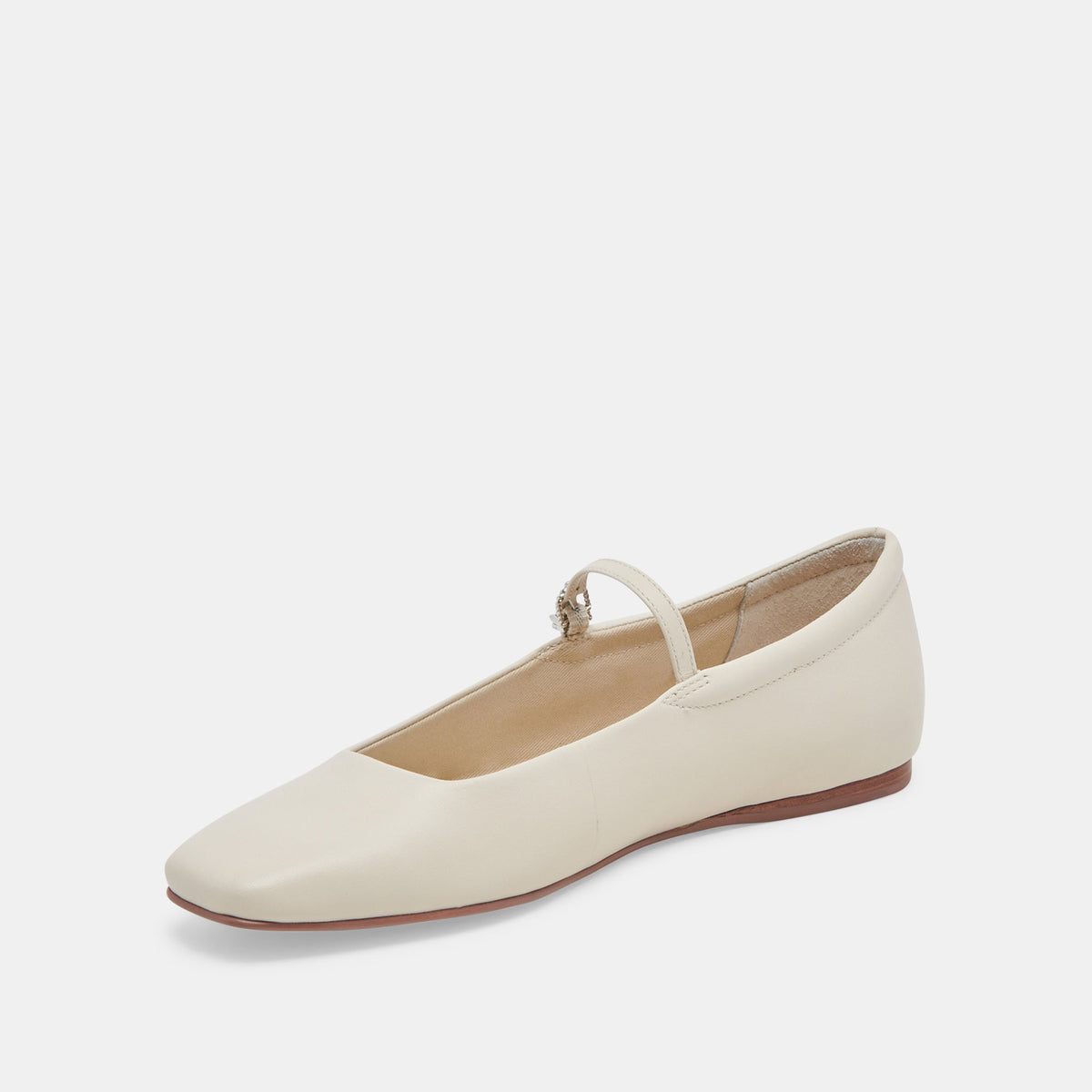 Reyes Wide Ballet Flats Ivory Leather - Dolce Vita