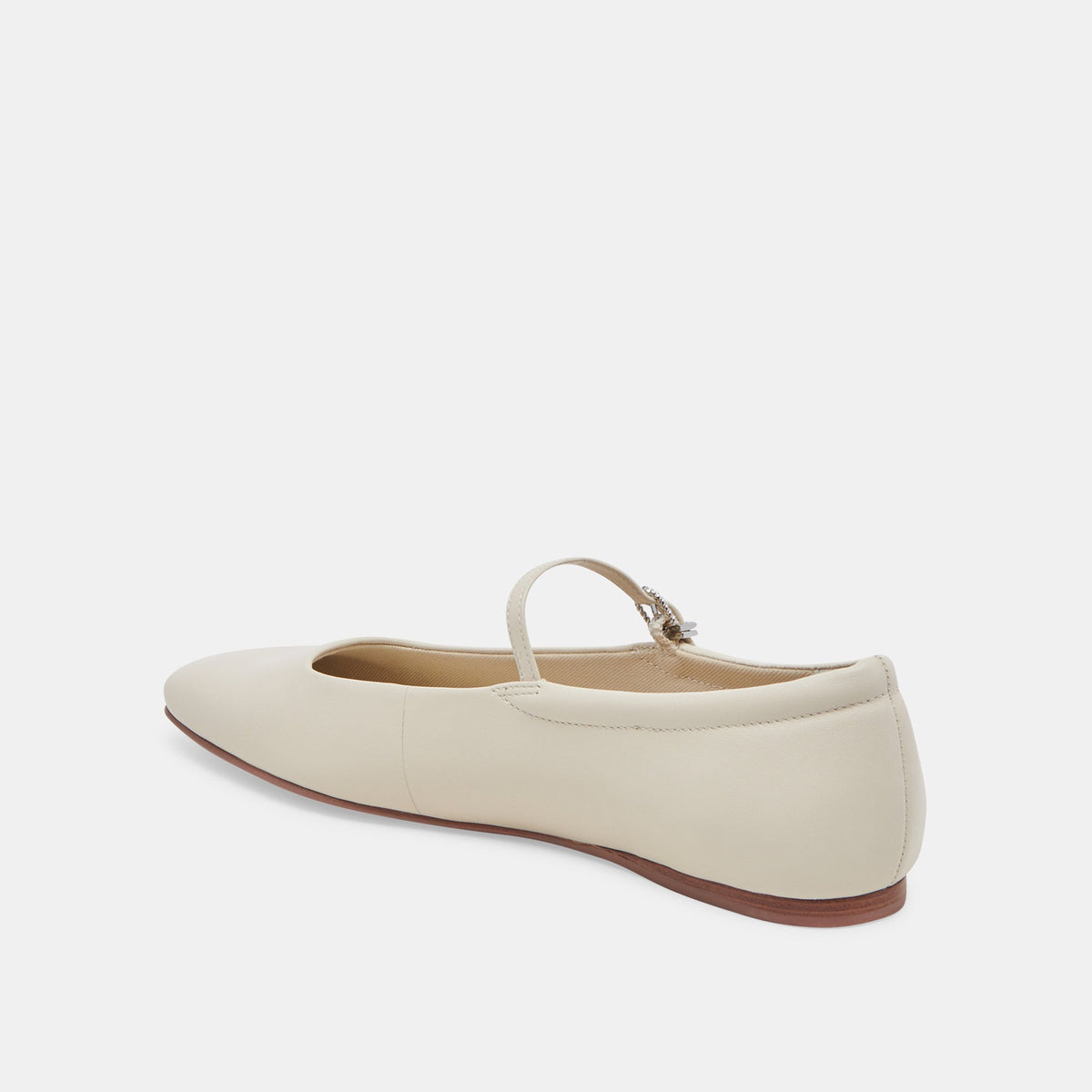 Reyes Wide Ballet Flats Ivory Leather - Dolce Vita