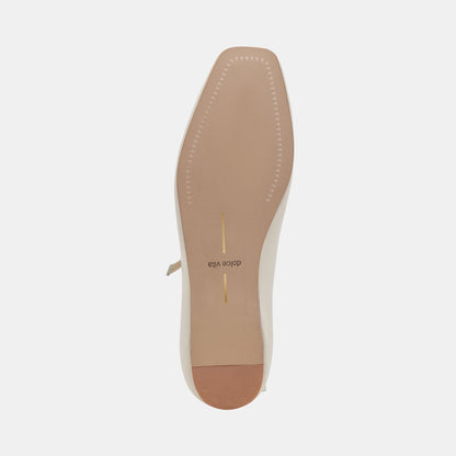 Reyes Wide Ballet Flats Ivory Leather - Dolce Vita