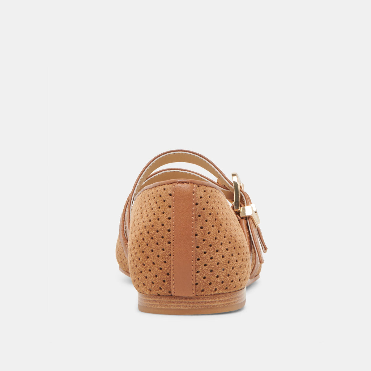 Baylee Wide Pecan Perforated Suede Ballet Flats - Dolce Vita