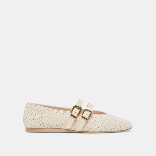 Baylee Wide Bone Perforated Suede Ballet Flats - Dolce Vita