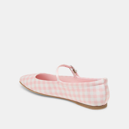 Reyes X Byrdie Golf Pink Plaid Gingham Wide Ballet Flats - Dolce Vita