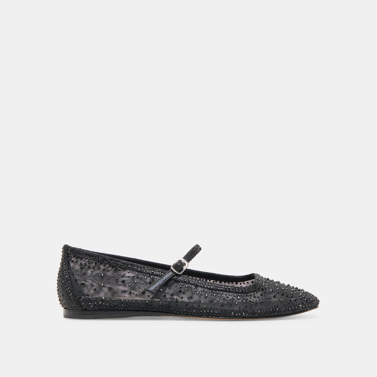 REYES CRYSTAL BALLET FLATS BLACK MESH - Dolce Vita