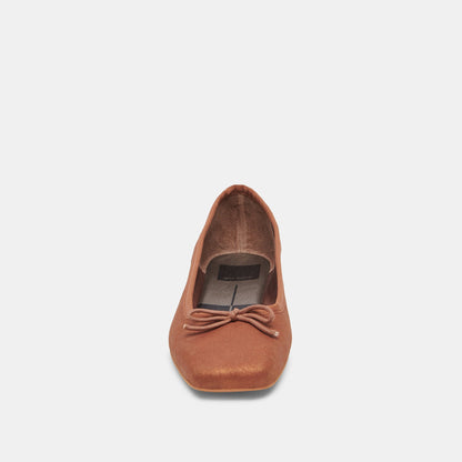Anisa Wide Ballet Flats Copper Metallic Suede - Dolce Vita
