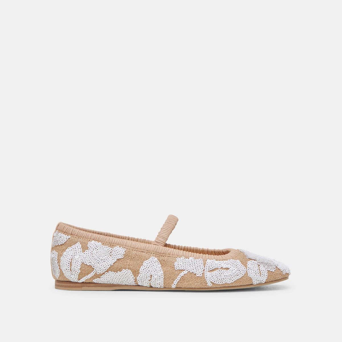 RHODIE BALLET FLATS NATURAL MULTI FLORAL SEQUIN - Dolce Vita