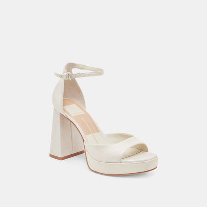 PANDRO HEELS WHITE SATIN - Dolce Vita