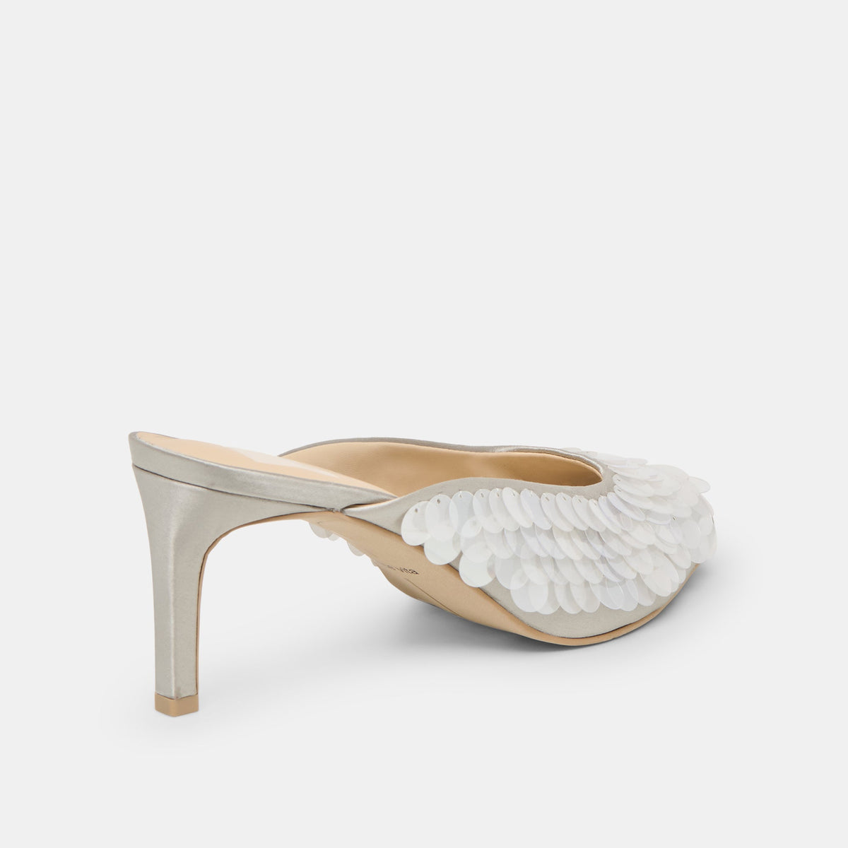 Samary Confetti Silver Satin Heels - Dolce Vita