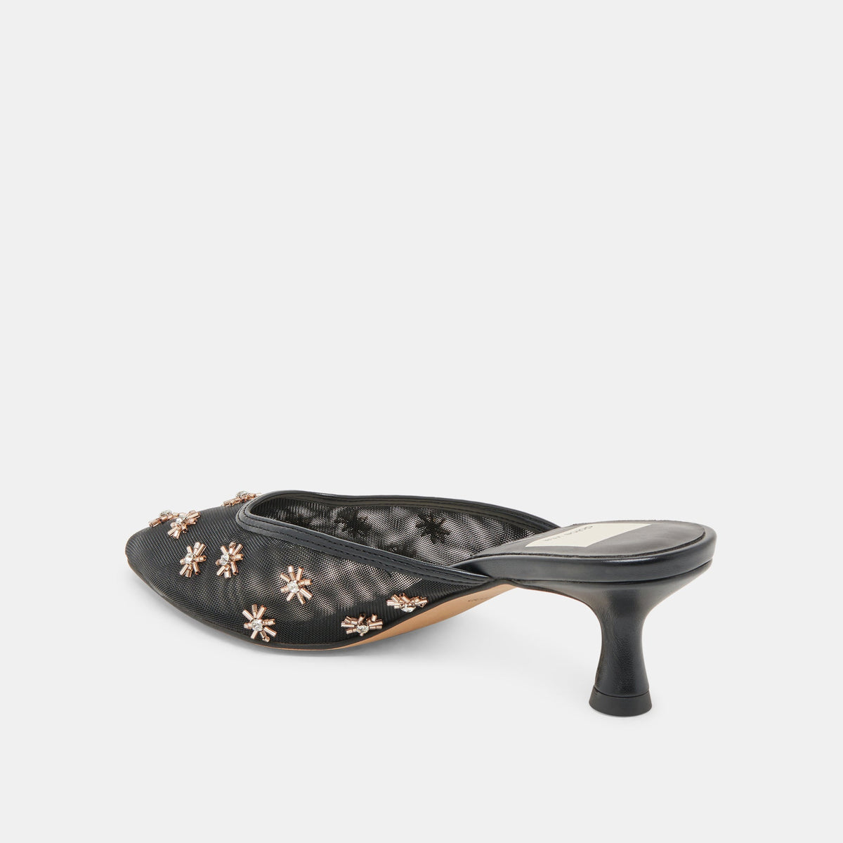 CLARA WIDE HEELS BLACK MESH - Dolce Vita