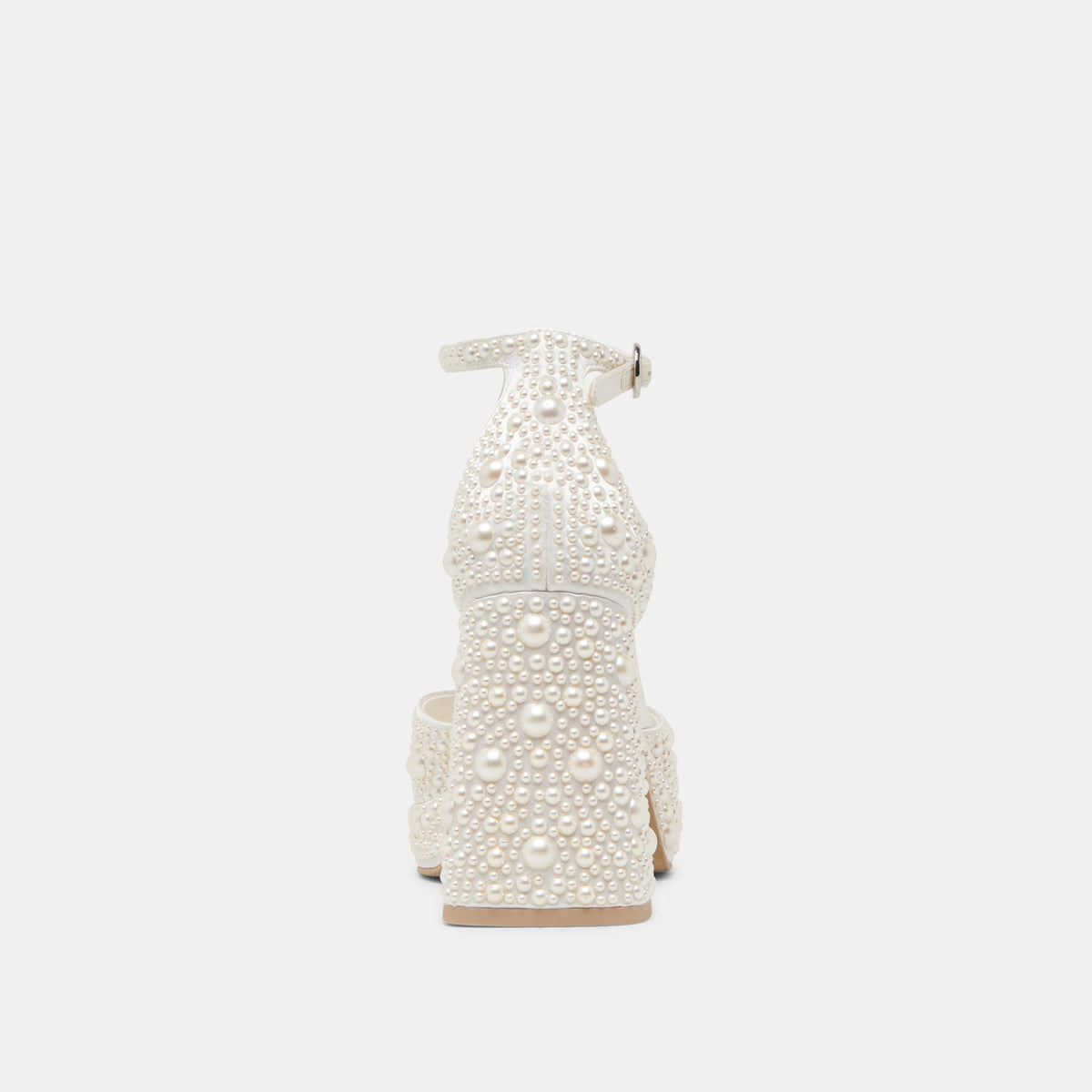 PANDRO PEARL WIDE HEELS TRUE WHITE SATIN - Dolce Vita