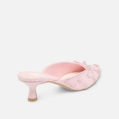 Camilo X Byrdie Golf Pink Raffia Wide Heels - Dolce Vita