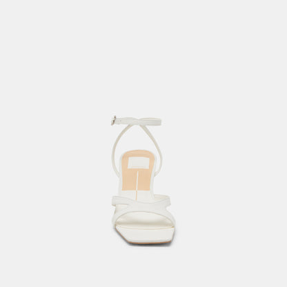 BECKI WIDE HEELS TRUE WHITE LEATHER - Dolce Vita