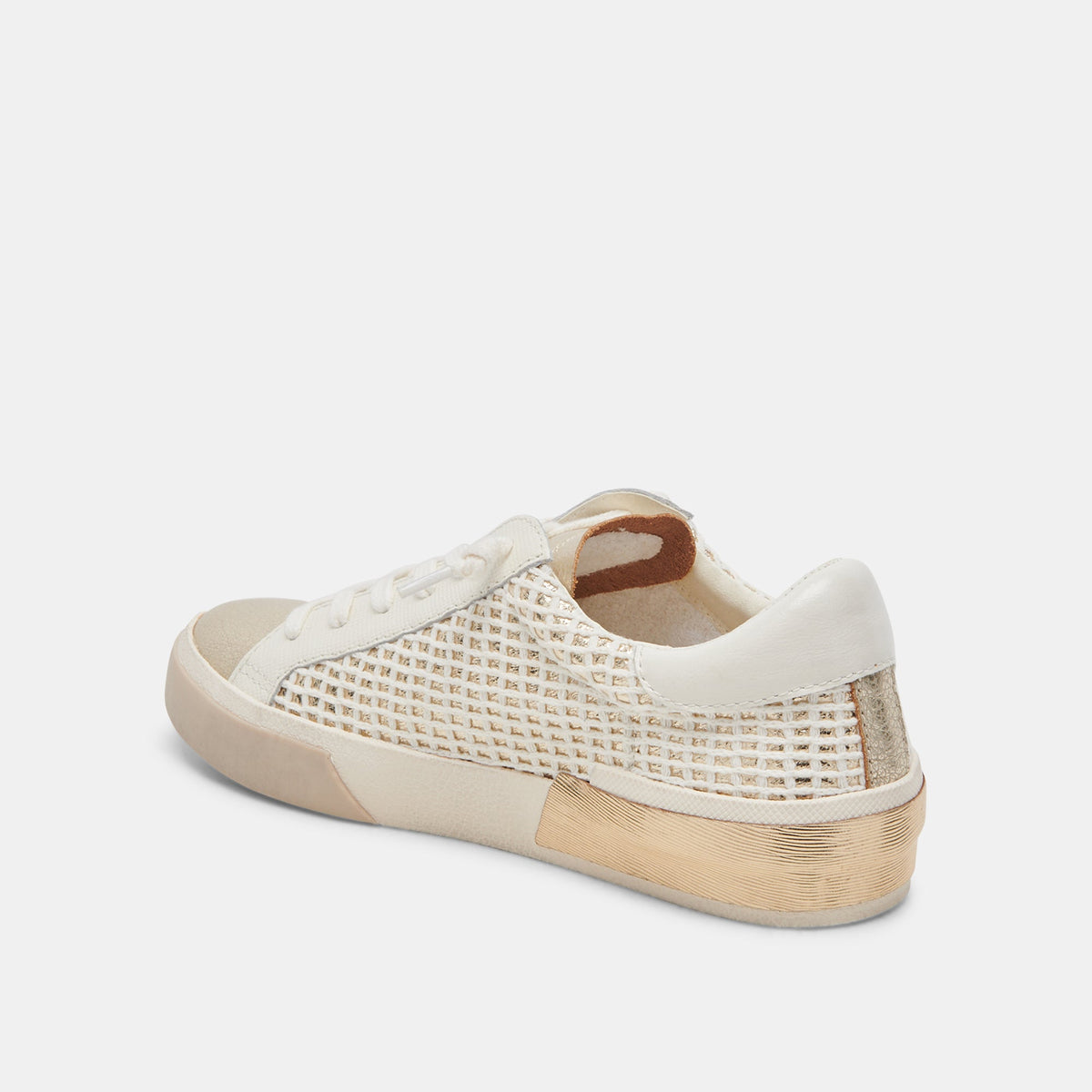 Zina Bone Gold Woven Wide Sneakers - Dolce Vita