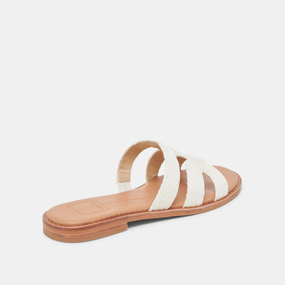 EMON WIDE SANDALS WHITE RAFFIA - Dolce Vita