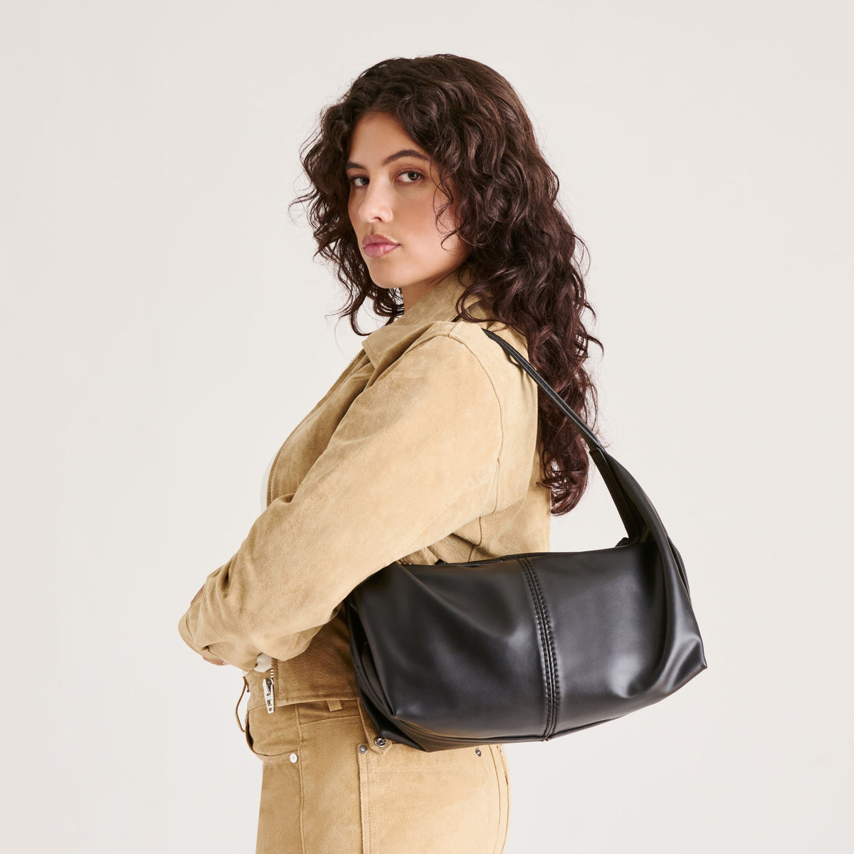 Billy Black Leather Shoulder Bag - Dolce Vita
