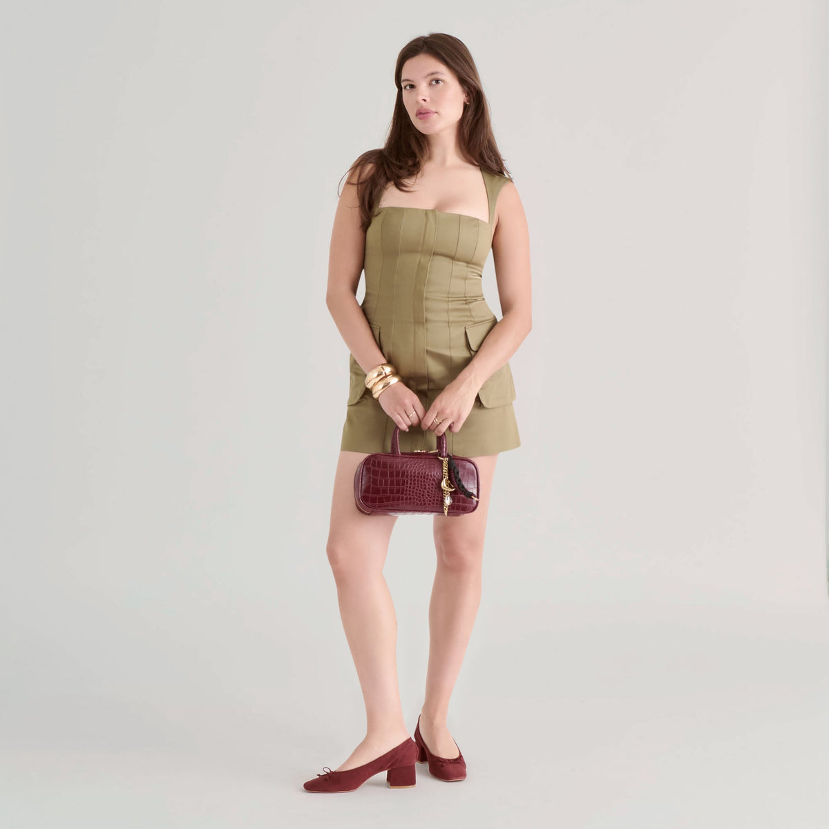 Flyn Burgundy Croco Stella Handbag - Dolce Vita