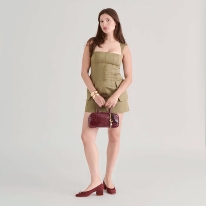 Flyn Burgundy Croco Stella Handbag - Dolce Vita